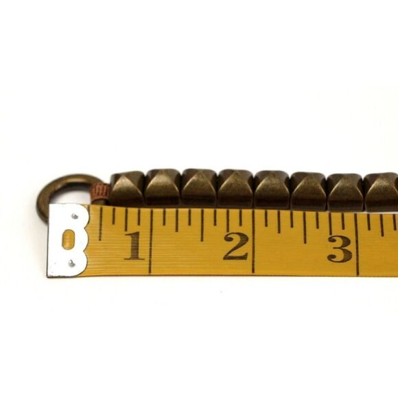 SKINNY STUDS ELASTIC BROWN GENUINE LEATHER 0.5"Wd DRESS CASUAL BELT Sz S/M (E98 - Picture 6 of 7